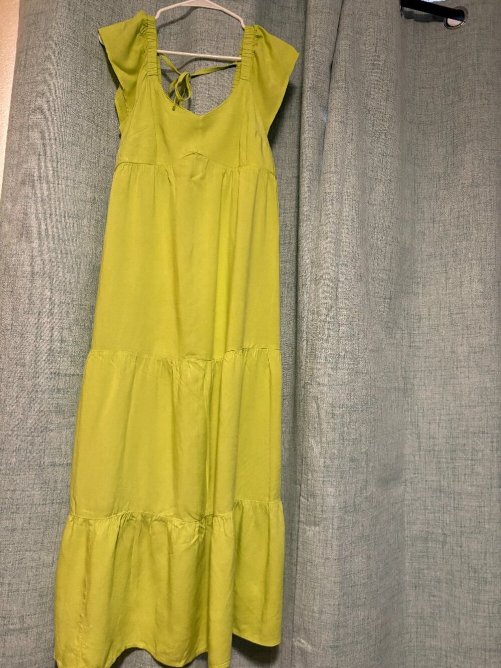 Isabel Maternity Lime Green Tiered Midi Flutter Dress Size S